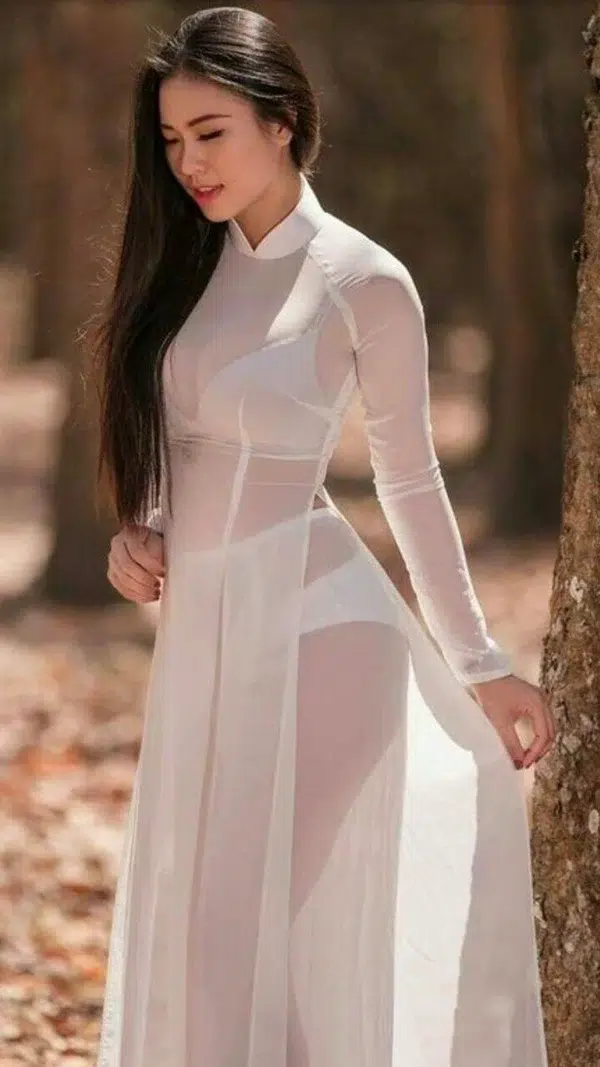 Cô giáo áo dài mỏng thanh lịch