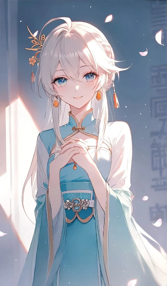 Ảnh anime girl tóc trắng đẹp dễ thương