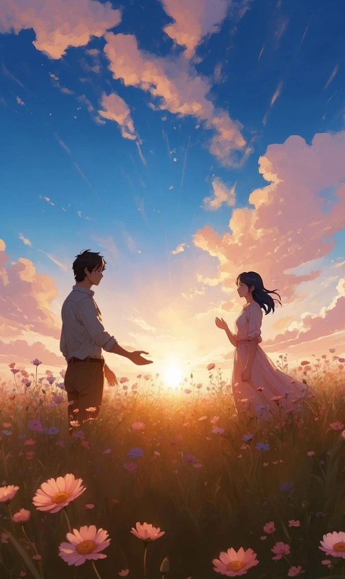 bầu trời hoàng hôn anime
