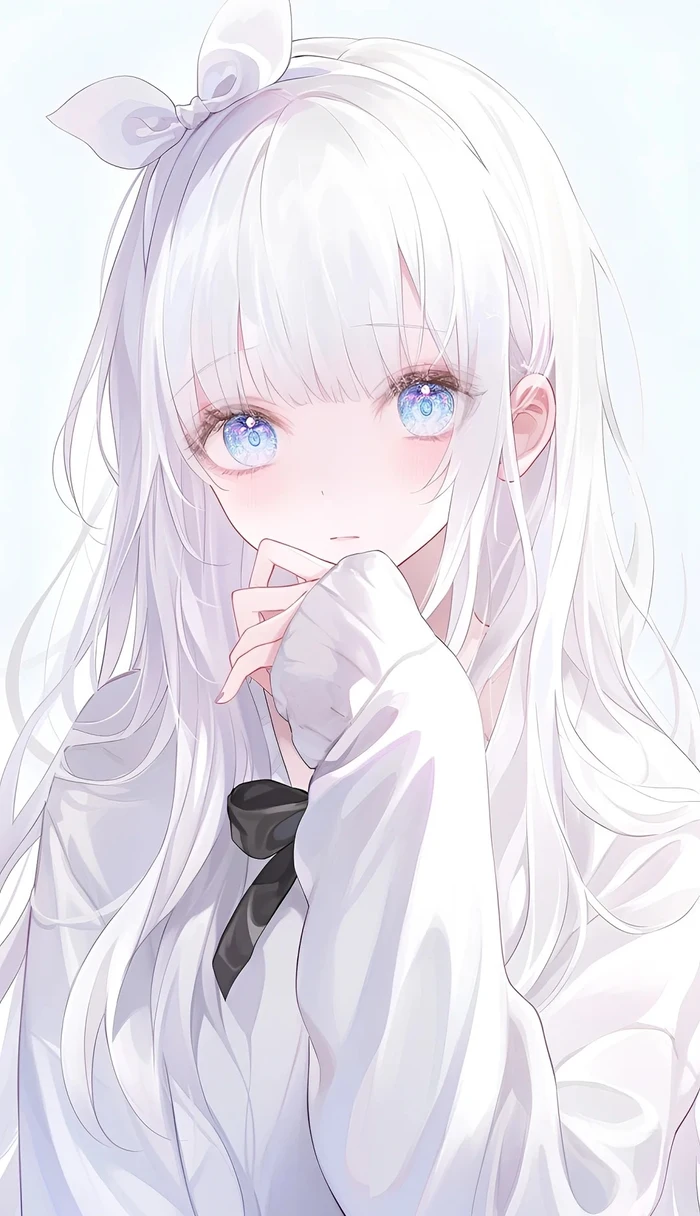 Hình ảnh anime girl tóc trắng sắc sảo và cuốn hút