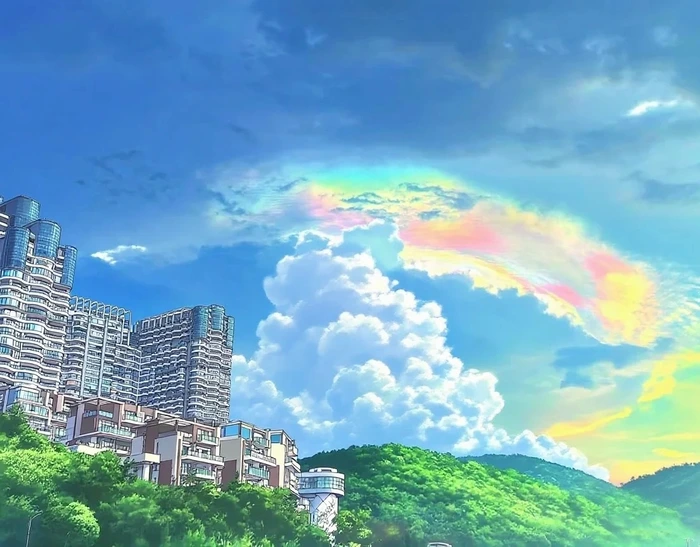 Chụp ảnh anime bầu trời với mây