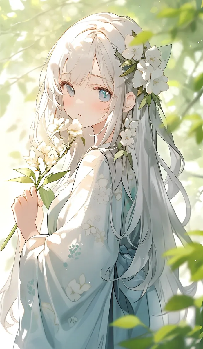 Tải hình anime girl tóc trắng chất lượng cao