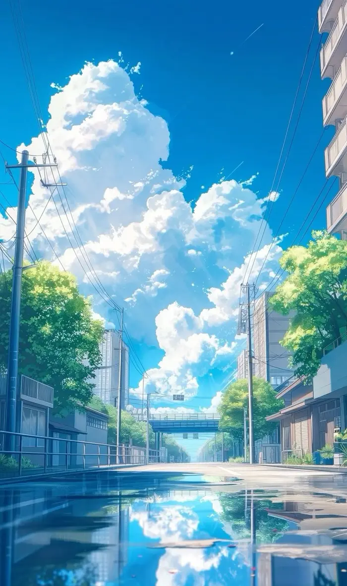 Xem ảnh anime bầu trời mây trôi