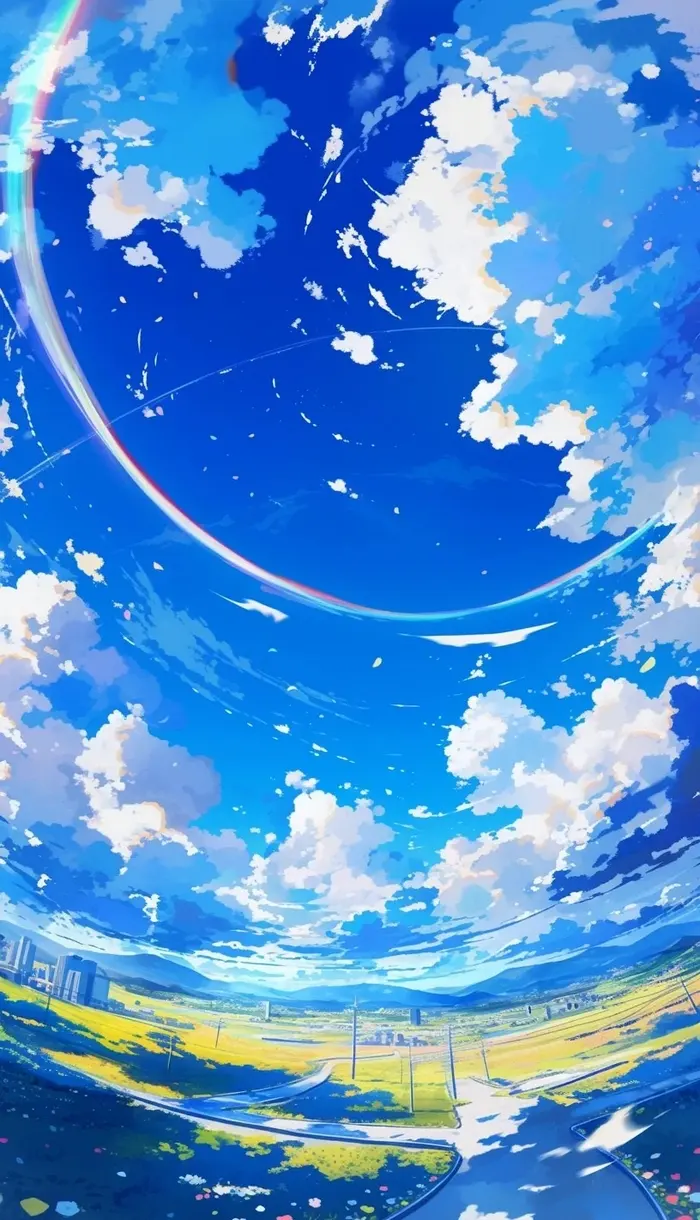 Ảnh anime bầu trời với đám mây