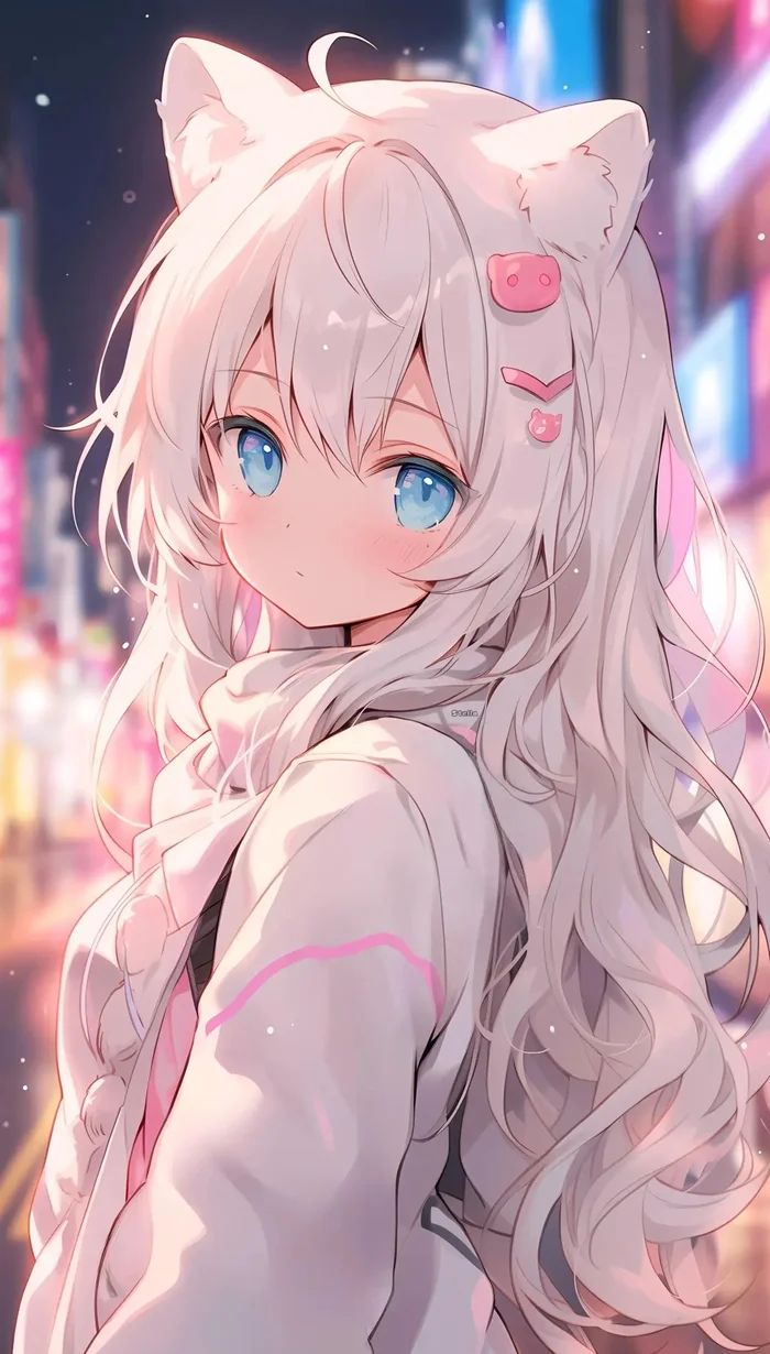 Tải hình ảnh anime girl tóc trắng đẹp không tì vết