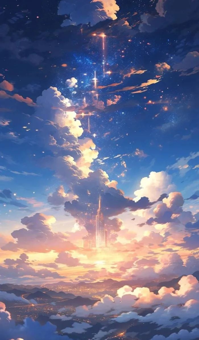 Xem ảnh anime bầu trời đẹp tuyệt vời