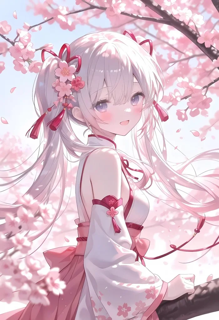 Hình nền anime girl tóc trắng phù hợp mọi thiết bị