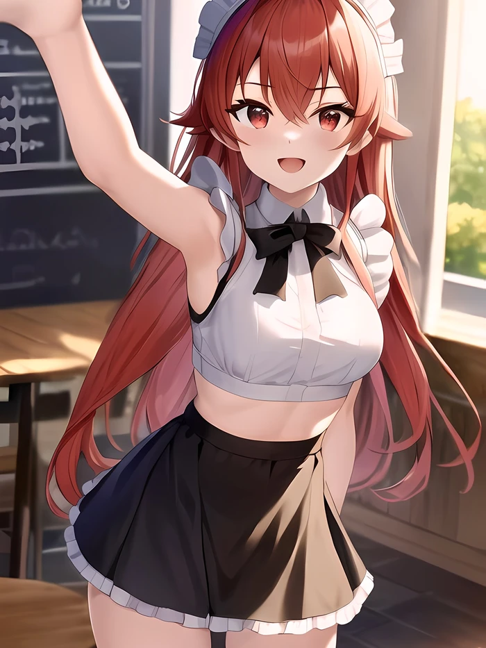 Ảnh anime hầu gái với biểu cảm ngây thơ trong sáng