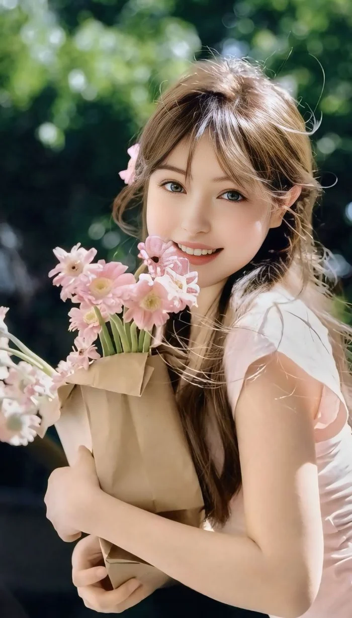 Album hình ảnh cô gái cầm hoa đẹp tạo cảm giác dễ chịu