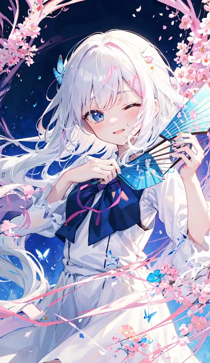 Ảnh anime girl tóc trắng phù hợp ảnh bìa cá nhân