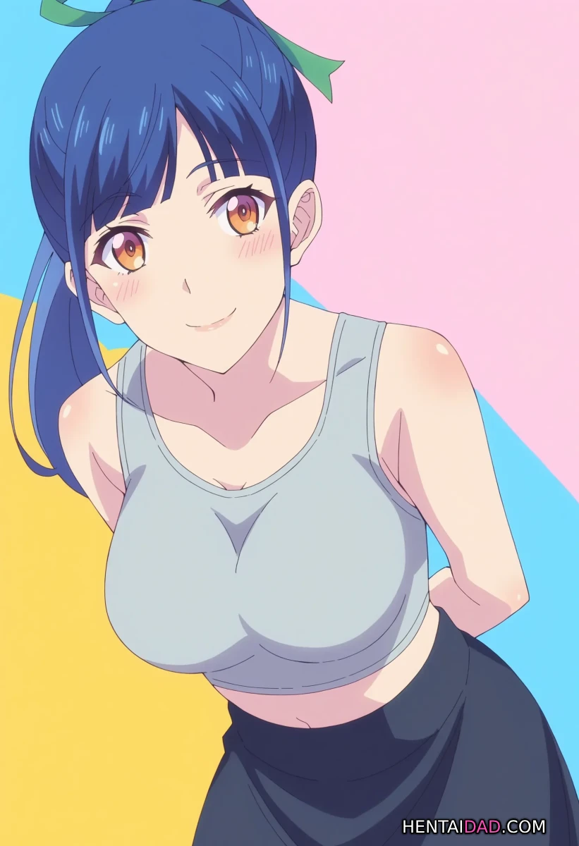 Ami Tsuruga với mái tóc xanh và nụ cười tươi tắn. Ami Tsuruga với mái tóc xanh và nụ cười tươi tắn.