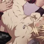 Ảnh hentai gay nam tóc vàng cơ bắp nude nằm ngửa khoái lạc với tinh dịch