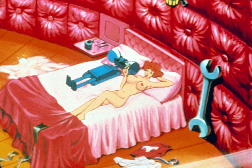 Ảnh sex anime cô gái tóc đỏ khỏa thân nằm cạnh robot cầm ngực trên giường hồng Ảnh sex anime cô gái tóc đỏ khỏa thân nằm cạnh robot cầm ngực trên giường hồng