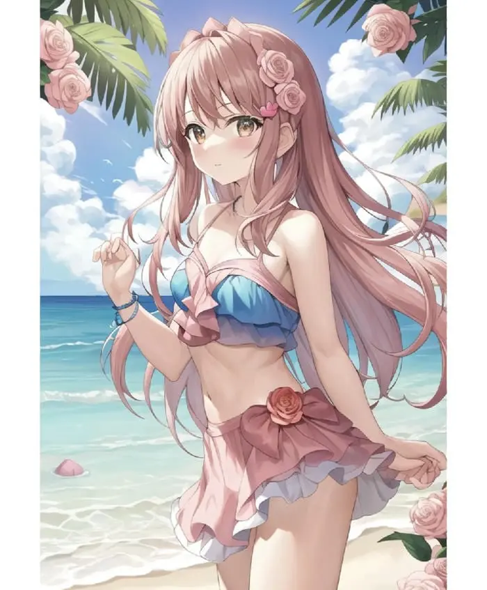 Anime bikini nữ sinh xinh đẹp diện đồ bơi hai mảnh trên bãi biển thơ mộng Anime bikini nữ sinh xinh đẹp diện đồ bơi hai mảnh trên bãi biển thơ mộng
