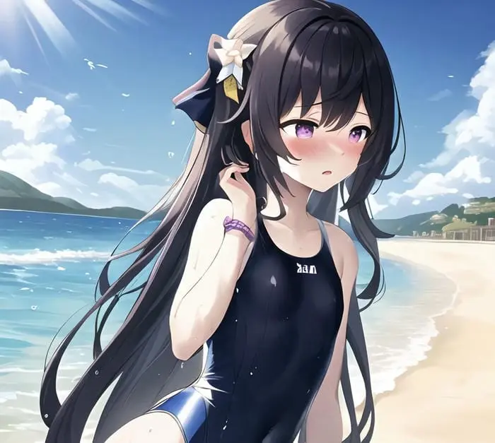 Anime bikini nữ sinh xinh đẹp diện đồ bơi một mảnh trên biển Anime bikini nữ sinh xinh đẹp diện đồ bơi một mảnh trên biển