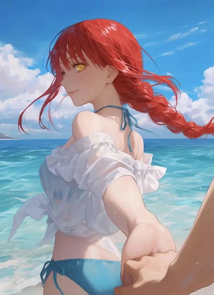 Anime bikini quyến rũ thiếu nữ tóc đỏ dạo biển mùa hè Anime bikini quyến rũ thiếu nữ tóc đỏ dạo biển mùa hè