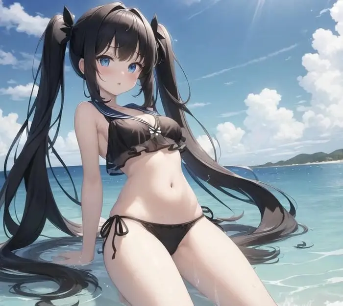 Anime bikini quyến rũ vẻ đẹp thiếu nữ bên bờ biển xanh mát Anime bikini quyến rũ vẻ đẹp thiếu nữ bên bờ biển xanh mát