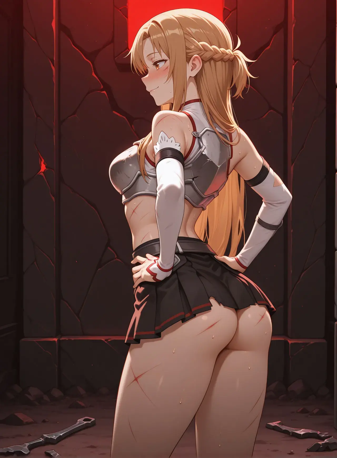 Asuna yuuki hentai sexy mặc giáp váy ngắn quay lưng khoe mông tròn căng trong dungeon Asuna yuuki hentai sexy mặc giáp váy ngắn quay lưng khoe mông tròn căng trong dungeon
