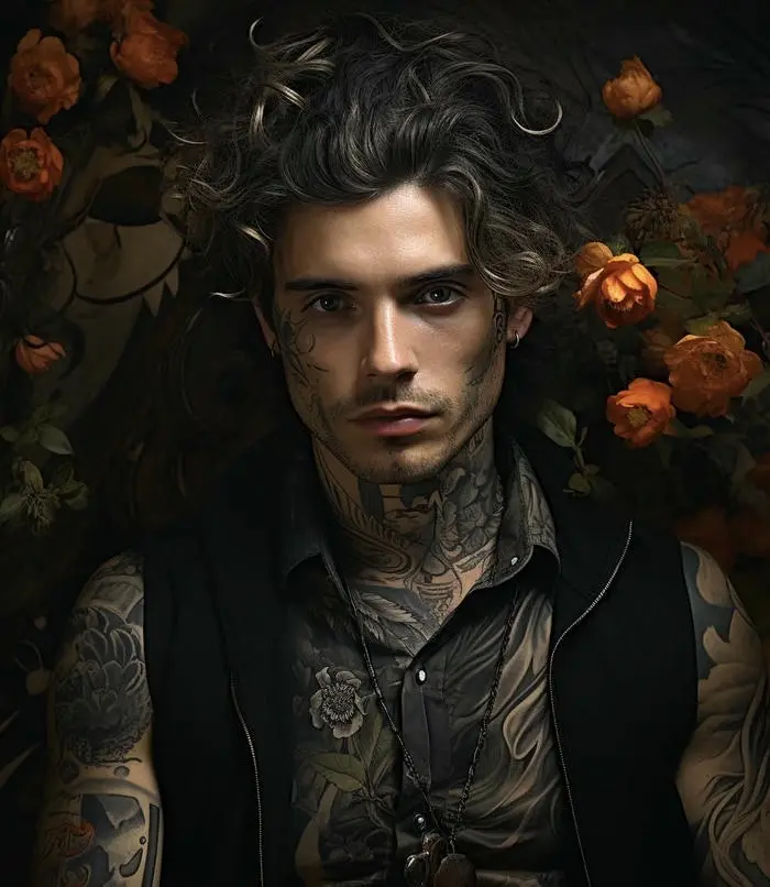 Chàng trai phong trổ hình xăm cá tính giữa vườn hoa hồng quyến rũ Chàng trai phong trổ hình xăm cá tính giữa vườn hoa hồng quyến rũ