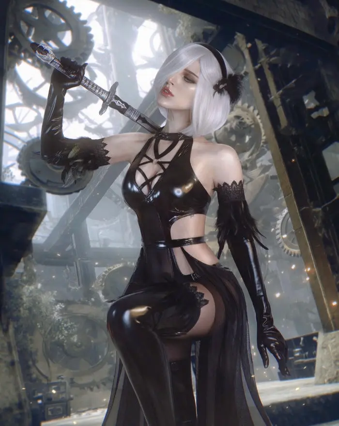 Cosplay B vú bự cầm kiếm nứng lồn Cosplay B vú bự cầm kiếm nứng lồn