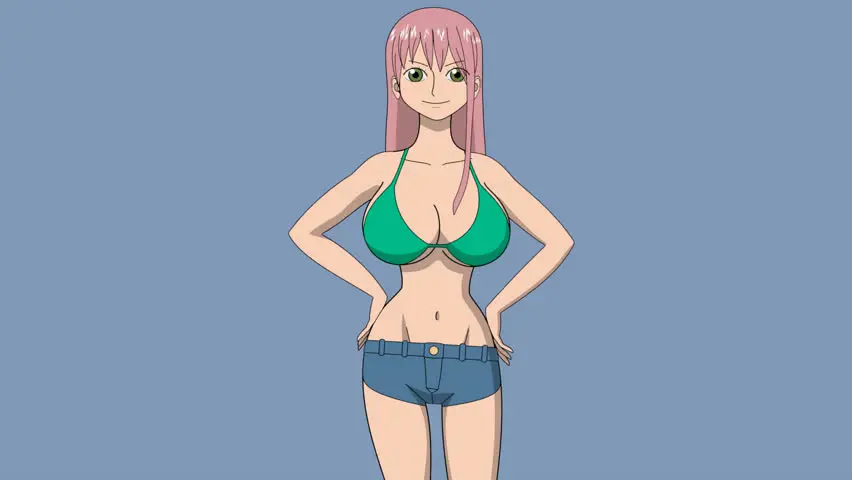 Gái anime ngực to tròn mặc bikini xanh lá tóc hồng dài gợi cảm Gái anime ngực to tròn mặc bikini xanh lá tóc hồng dài gợi cảm
