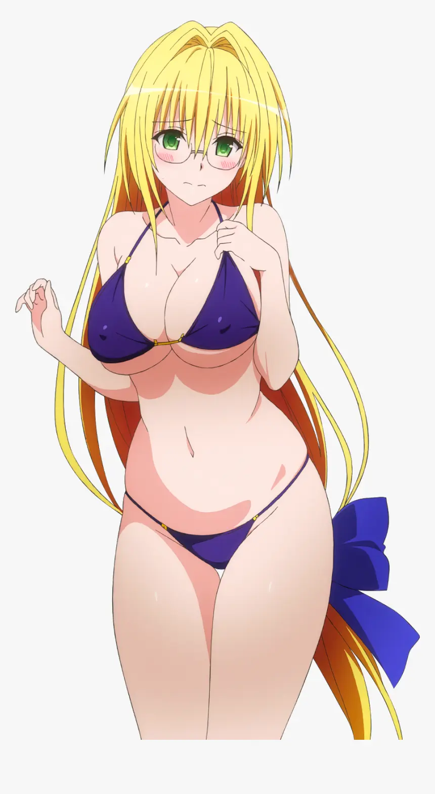 Gái anime tóc vàng dài đeo kính mặc bikini tím gợi cảm quyến rũ Gái anime tóc vàng dài đeo kính mặc bikini tím gợi cảm quyến rũ