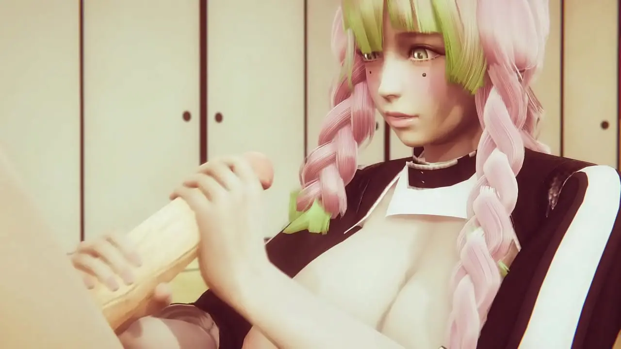 Misturi hentai tóc xanh hồng cầm dildo vàng lớn bên tủ locker gợi cảm Misturi hentai tóc xanh hồng cầm dildo vàng lớn bên tủ locker gợi cảm
