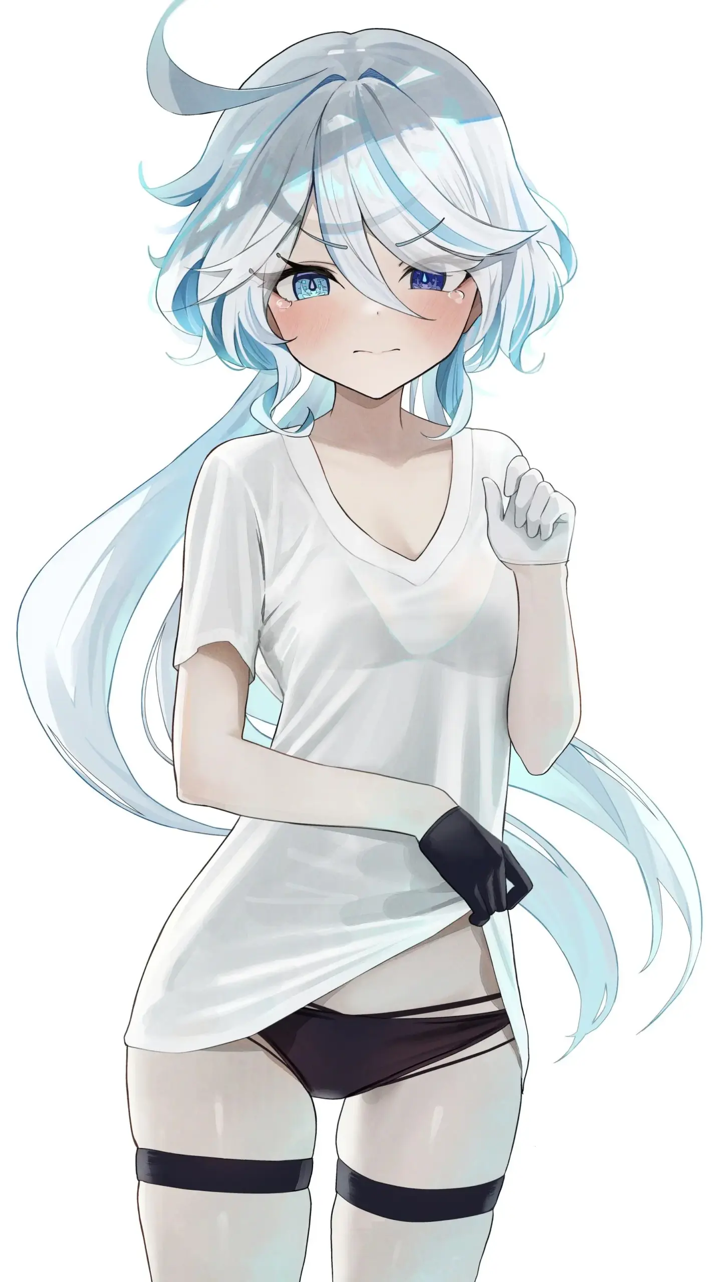 Furina hentai mặc áo trắng ướt lộ quần lót đen garter gợi cảm Furina hentai mặc áo trắng ướt lộ quần lót đen garter gợi cảm