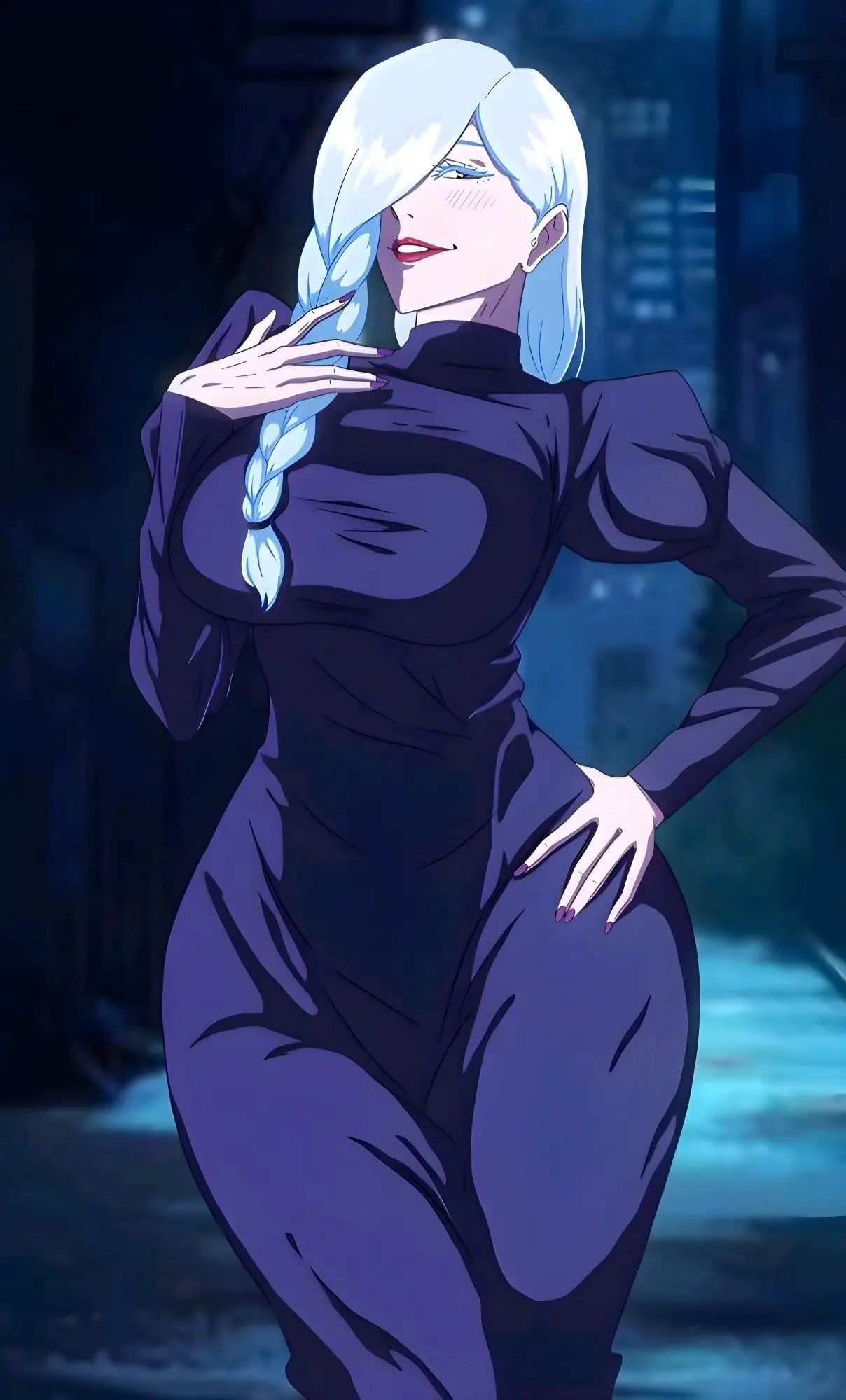 Hentai mei mei tóc trắng bím dài mặc bodysuit đen ôm sát khoe đường cong gợi cảm Hentai mei mei tóc trắng bím dài mặc bodysuit đen ôm sát khoe đường cong gợi cảm