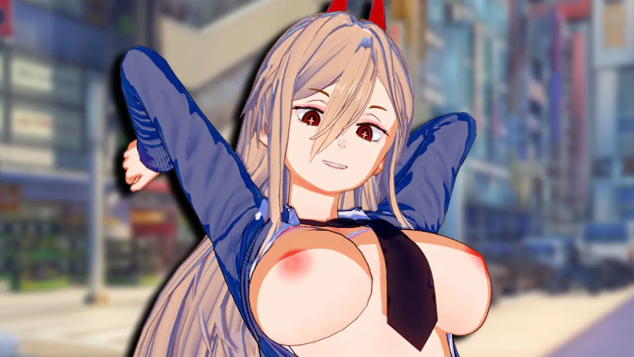 Hình ảnh hentai power girl quỷ sừng đỏ ngực trần vươn vai gợi cảm phố neon Hình ảnh hentai power girl quỷ sừng đỏ ngực trần vươn vai gợi cảm phố neon
