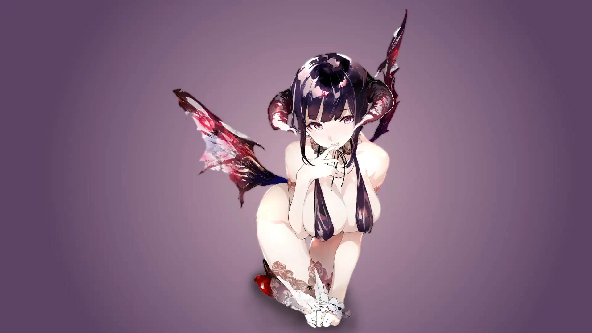 Hình nền hentai cô gái quỷ anime quyến rũ sừng cánh đỏ tóc đen dài mắt tím gợi cảm Hình nền hentai cô gái quỷ anime quyến rũ sừng cánh đỏ tóc đen dài mắt tím gợi cảm