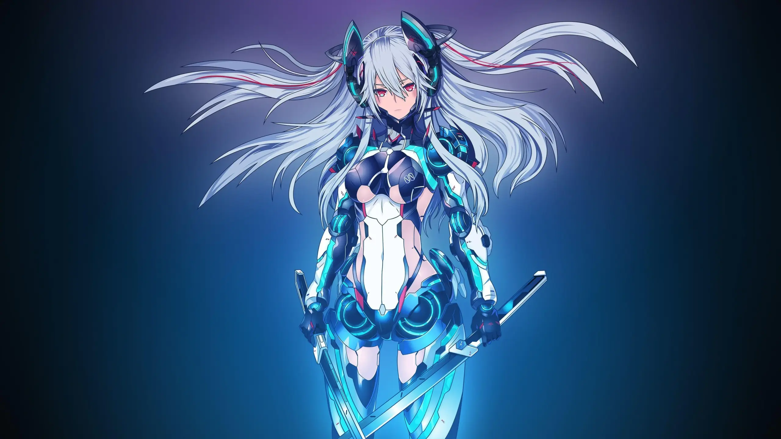 Hình nền hentai mỹ nữ tóc trắng dài mắt đỏ giáp công nghệ cầm song kiếm Hình nền hentai mỹ nữ tóc trắng dài mắt đỏ giáp công nghệ cầm song kiếm