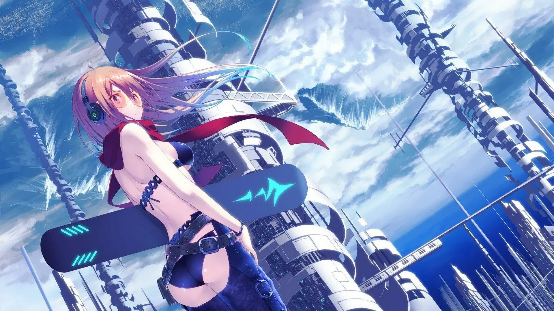 Hình nền hentai thiếu nữ anime cầm snowboard bikini hở hang bối cảnh scifi Hình nền hentai thiếu nữ anime cầm snowboard bikini hở hang bối cảnh scifi